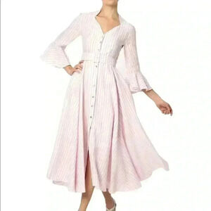 Gül Hürgel Rita Linen Dress in Pink Stripes Size M